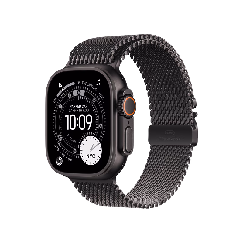 Apple Watch Ultra 3 49mm BlackTitanium Case+Black Titanium Milanese Loop MF1N4 S/M