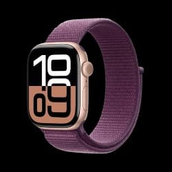 Apple Watch Series 10 GPS 46mm Rose Gold Aluminium Case+Plum SportLoop MWWV3